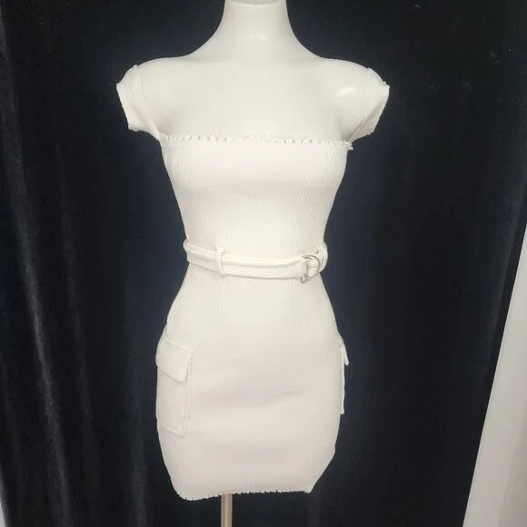 brown fit and flare mini dress White Fitted Mini Dress – Fashion Cupcake